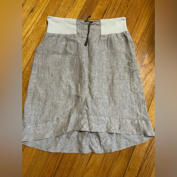 Horny Toad 100% Linen size S pull on High Low Skirt 1 cargo pocket gray - Picture 2 of 9